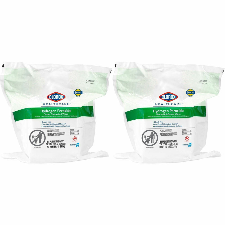 Clorox Healthcare Clorox Healthcare Hydrogen Peroxide Cleaner Disinfectant Wipes Bucket Refill - 11" Length x 12" Width - Bleach-free, Antibacterial - White - 185/Pack - 200 / Pallet