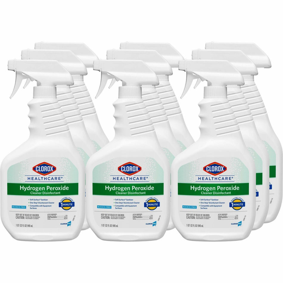 Clorox Healthcare Hydrogen Peroxide Cleaner Disinfectant Spray - 32 fl oz (1 quart) - Bleach-free, Disinfectant, Antibacterial - Clear - 432 / Pallet