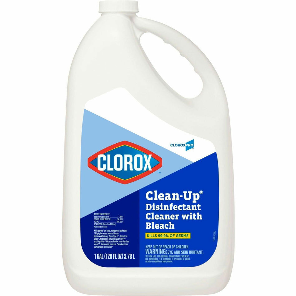 CloroxPro&trade; Clean-Up Disinfectant Cleaner with Bleach Refill - 128 fl oz (4 quart) - Fresh Scent - Disinfectant, Antibacterial - Clear - 108 / Pallet