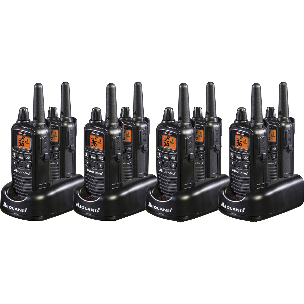 Midland Business Radio Bundle - 36 Radio Channels - 22 FRS - Silent Operation, Hands-free - AAA - Nickel Metal Hydride (NiMH) - Black - 8 / Box