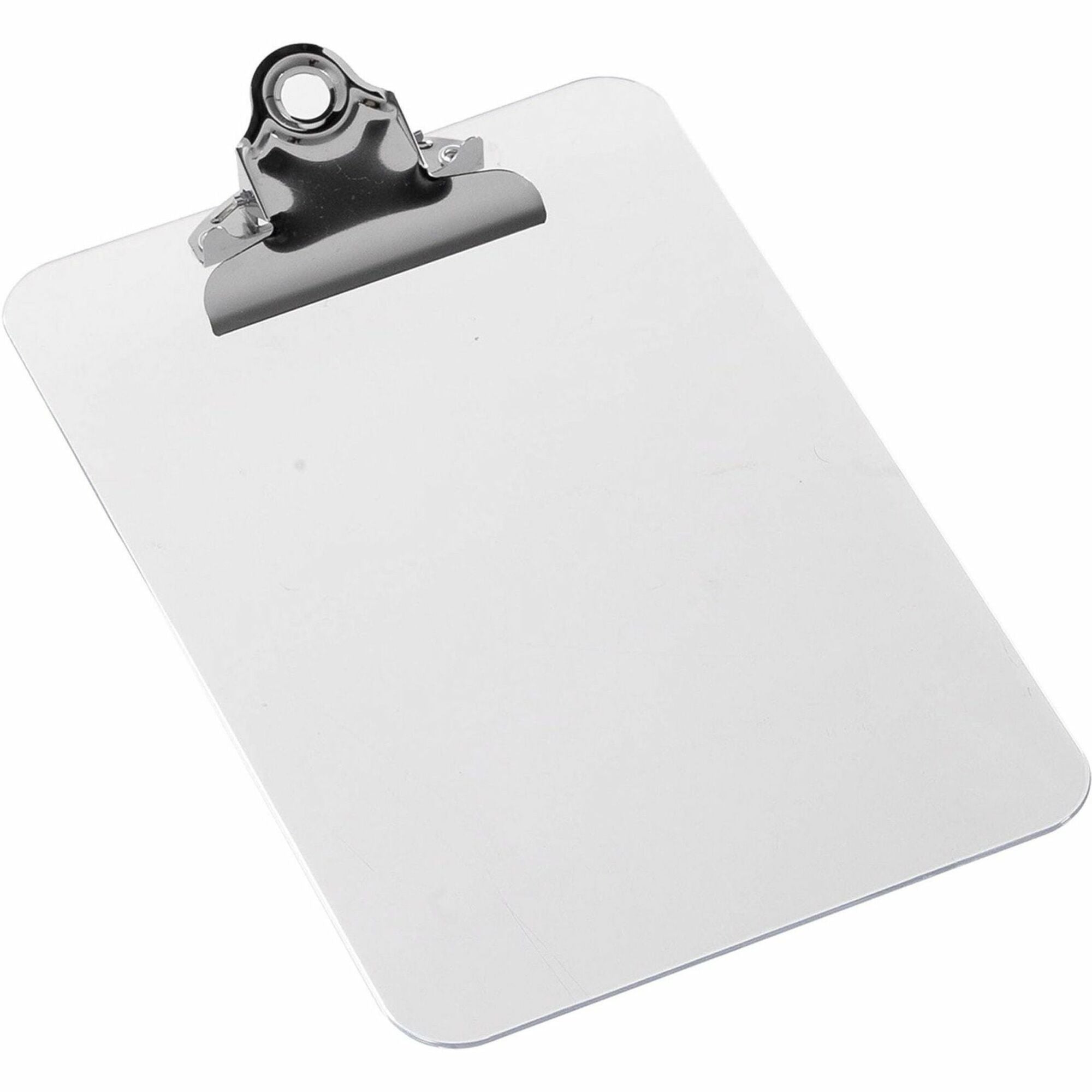 Business Source Plastic Clipboard - 6" x 9" Sheet Size - Spring Clip - Plastic - Clear - 1 Each