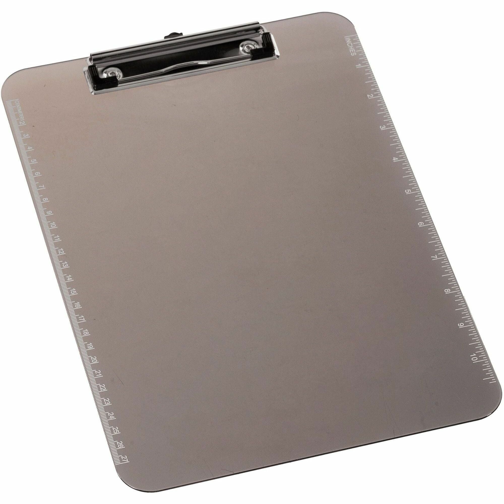 Business Source Transparent Plastic Clipboard - 9" x 12" Sheet Size - Plastic - Smoke - 1 Each