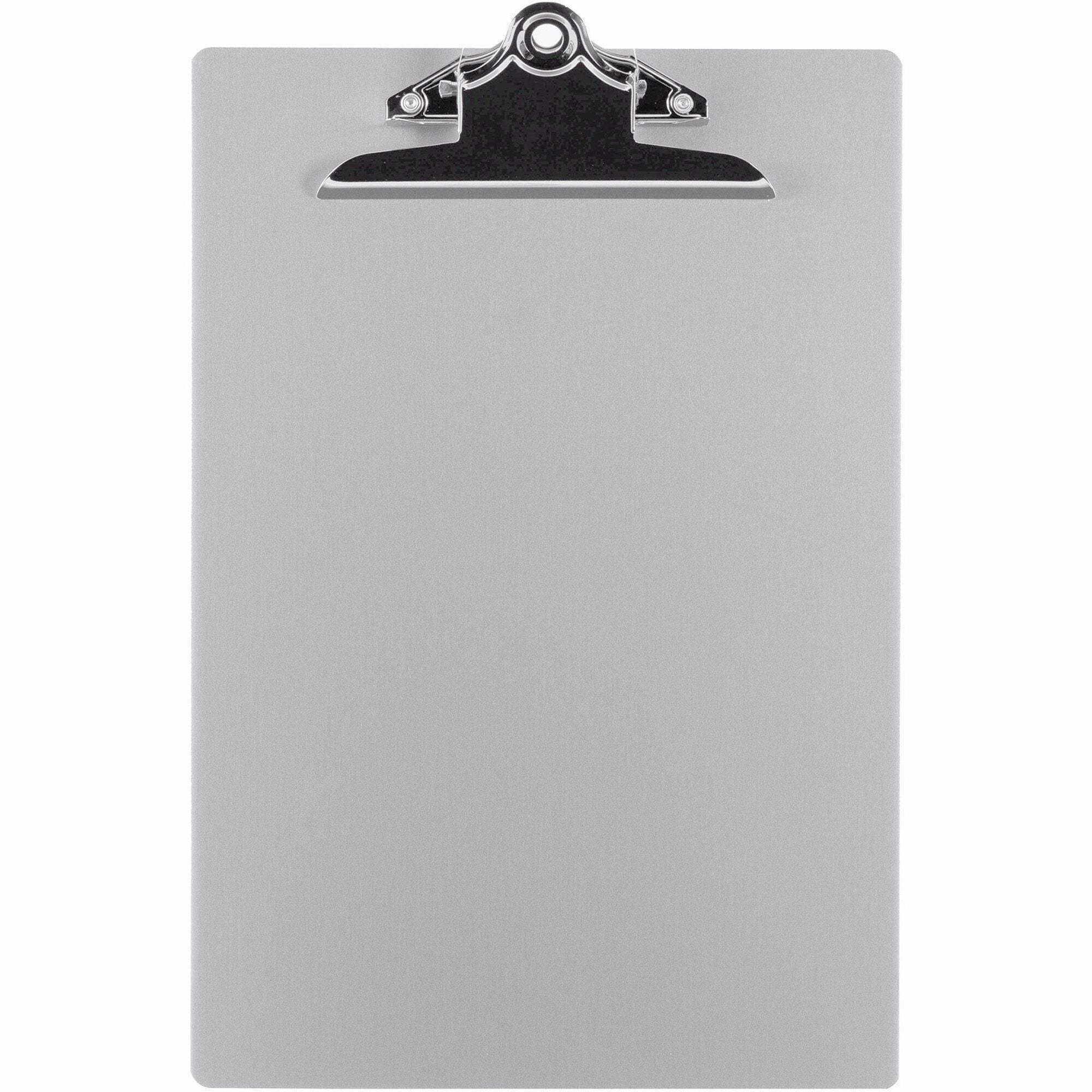 Business Source Aluminum Clipboard - 8 1/2" x 11" Sheet Size - Clamp - Aluminum - Silver - 1 Each