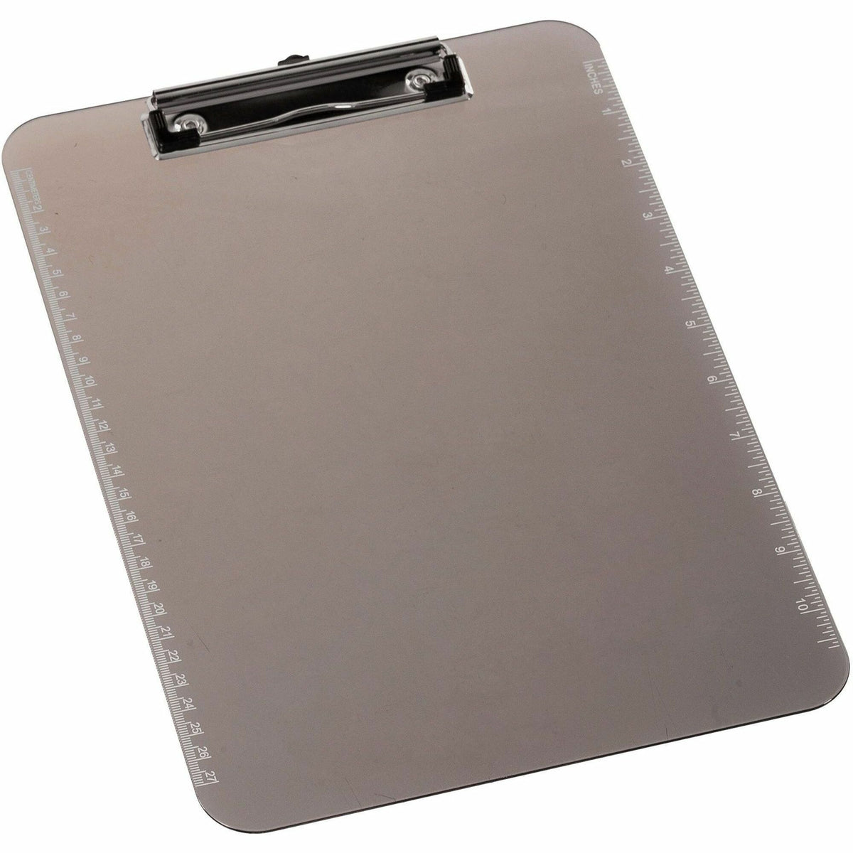 Business Source Flat Clip Plastic Clipboard - 9" x 12" Sheet Size - Plastic - Smoke - 6 / Bundle