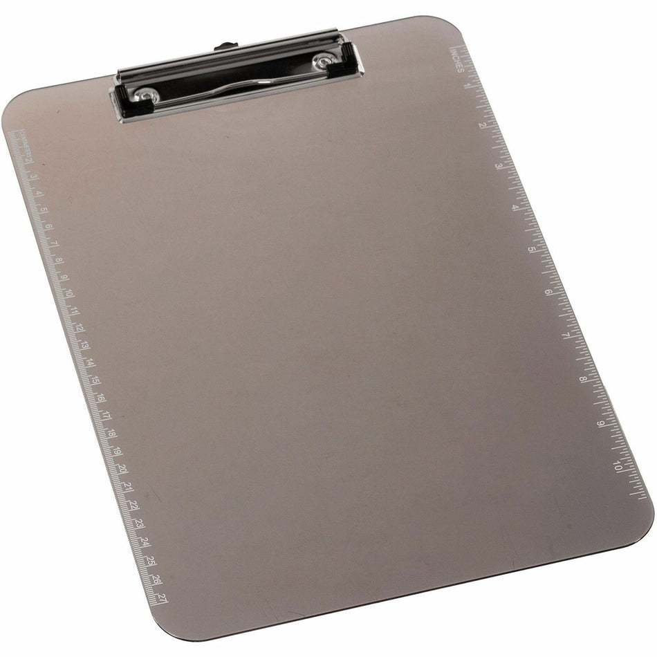 Business Source Flat Clip Plastic Clipboard - 9" x 12" Sheet Size - Plastic - Smoke - 6 / Bundle