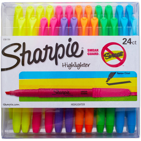 Sharpie Chisel Tip Highlighter - Chisel Marker Point - Assorted Ink - 24 / Pack