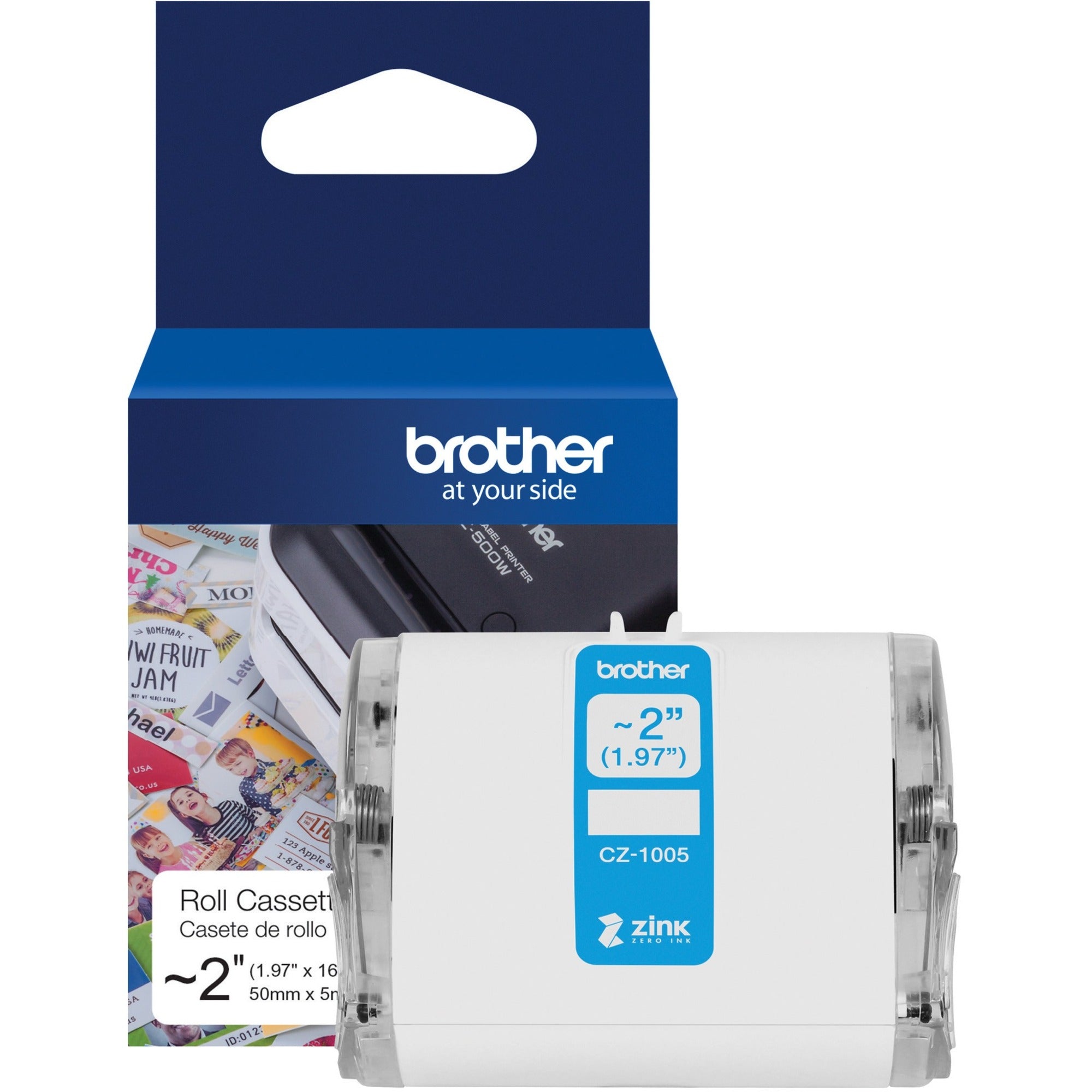 Brother Multipurpose Label - 1 31/32" Width - Zero Ink (ZINK) - Paper - Water Resistant - 1 Each