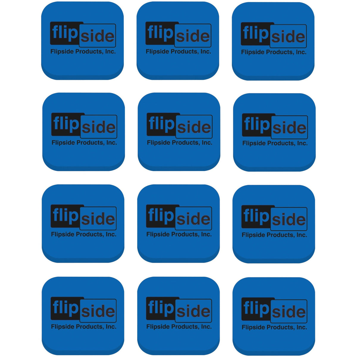 Flipside Magnetic Whiteboard Student Erasers - Blue - Square - EVA Foam - 2" Width x 2" Height x 2" Length - 12 / Pack - Magnetic