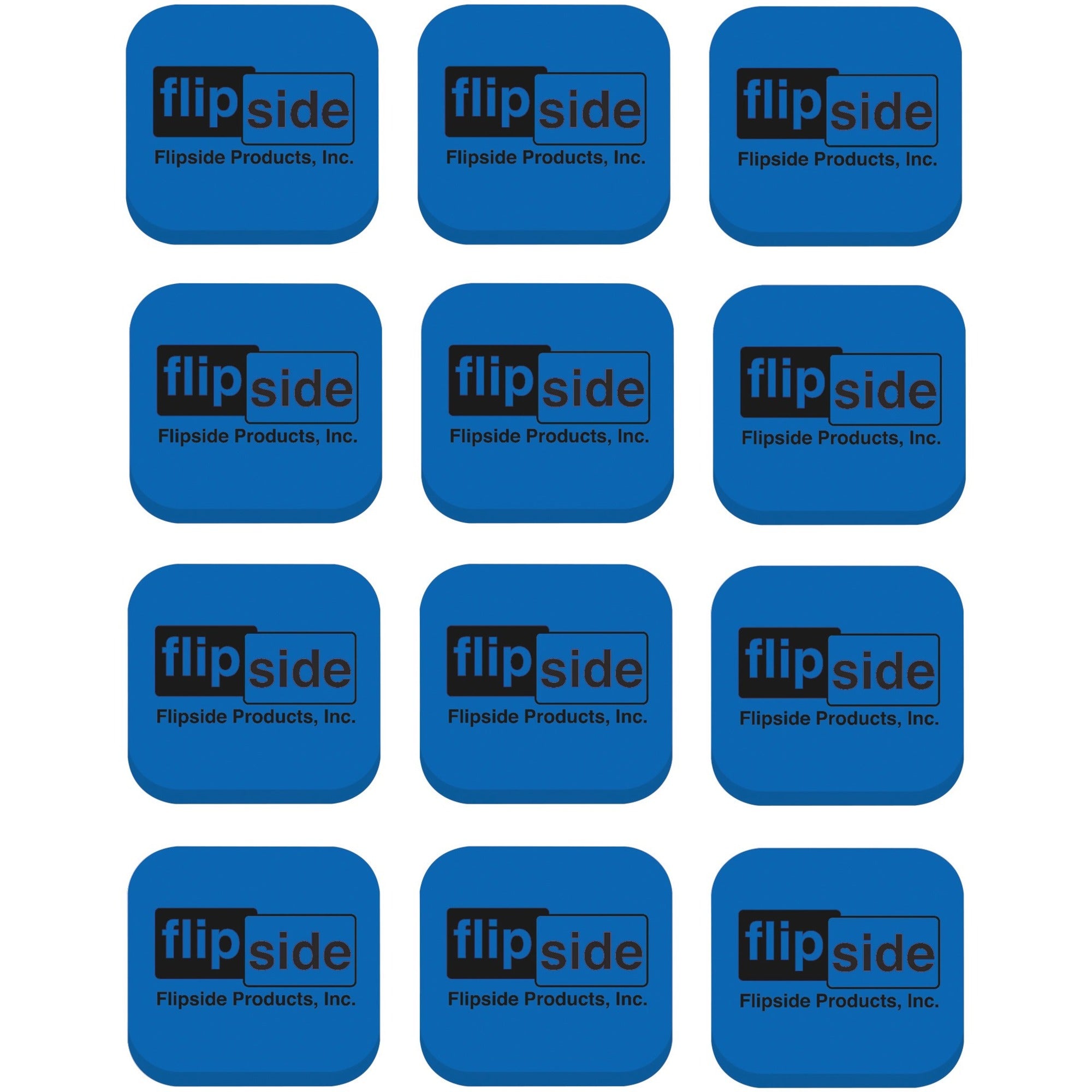 Flipside Magnetic Whiteboard Student Erasers - Blue - Square - EVA Foam - 2" Width x 2" Height x 2" Length - 12 / Pack - Magnetic