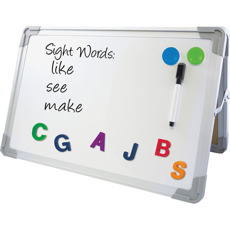 Flipside Magnetic Dry-Erase Desktop Easel - 18" (1.5 ft) Width x 12" (1 ft) Height - White Aluminum Surface - Desktop - Magnetic - 1 Each