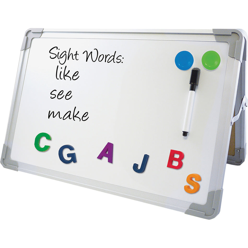 Flipside Magnetic Dry-Erase Desktop Easel - 18" (1.5 ft) Width x 12" (1 ft) Height - White Aluminum Surface - Desktop - Magnetic - 1 Each