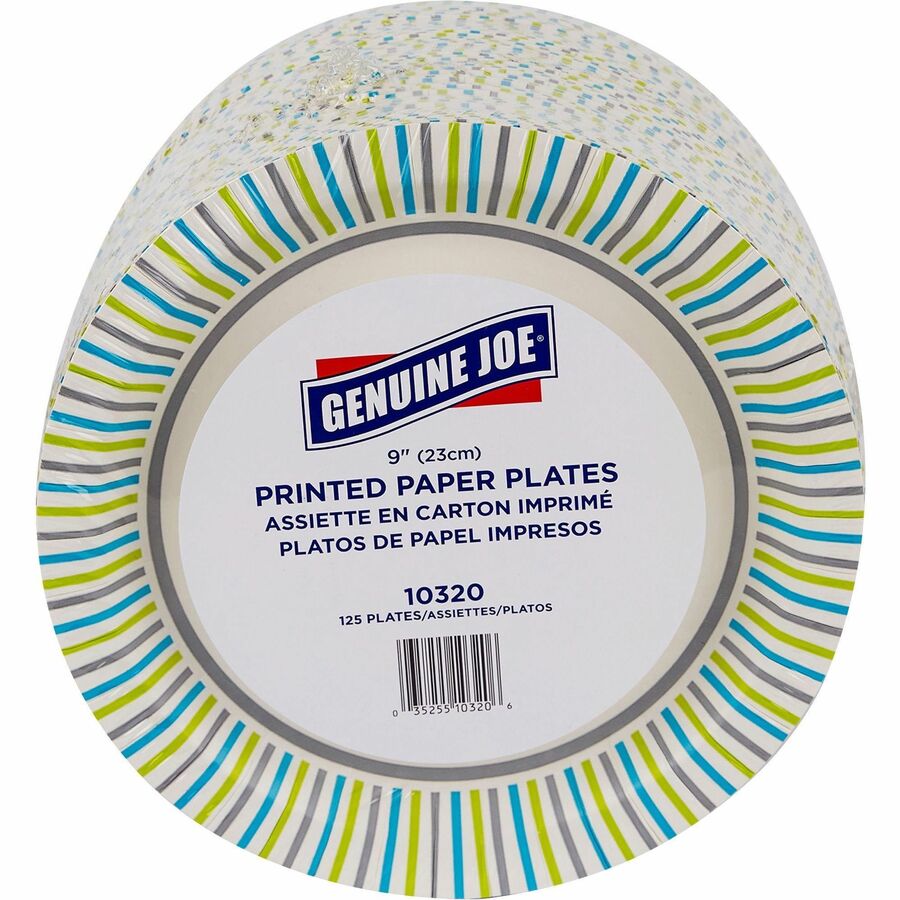 Genuine Joe 9" Printed Paper Plates - Front