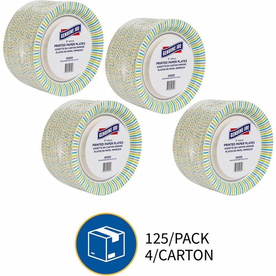 Genuine Joe 9" Printed Paper Plates - Alternate-Image1