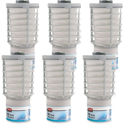 Rubbermaid Commercial TCell Odor Control Dispenser Refills - 6000 ftÔøΩ - 1.6 fl oz (0.1 quart) - Blue Splash - 90 Day - Odor Neutralizer, VOC-free - 6 / Carton