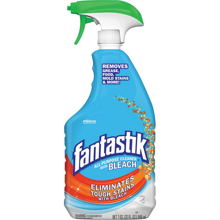 fantastik® All-purpose Cleaner with Bleach - 32 fl oz (1 quart) - Fresh Clean Scent - Anti-bacterial - Clear - 8 / Carton