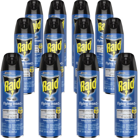 Raid Flying Insect Spray - Spray - Kills Mosquitoes, Flies, Wasp, Hornet, Asian Ladybeetle, Yellow Jacket, Boxelder Bug, Fruit Fly, Gnats, Moths - 15 fl oz - Off White - 12 / Carton