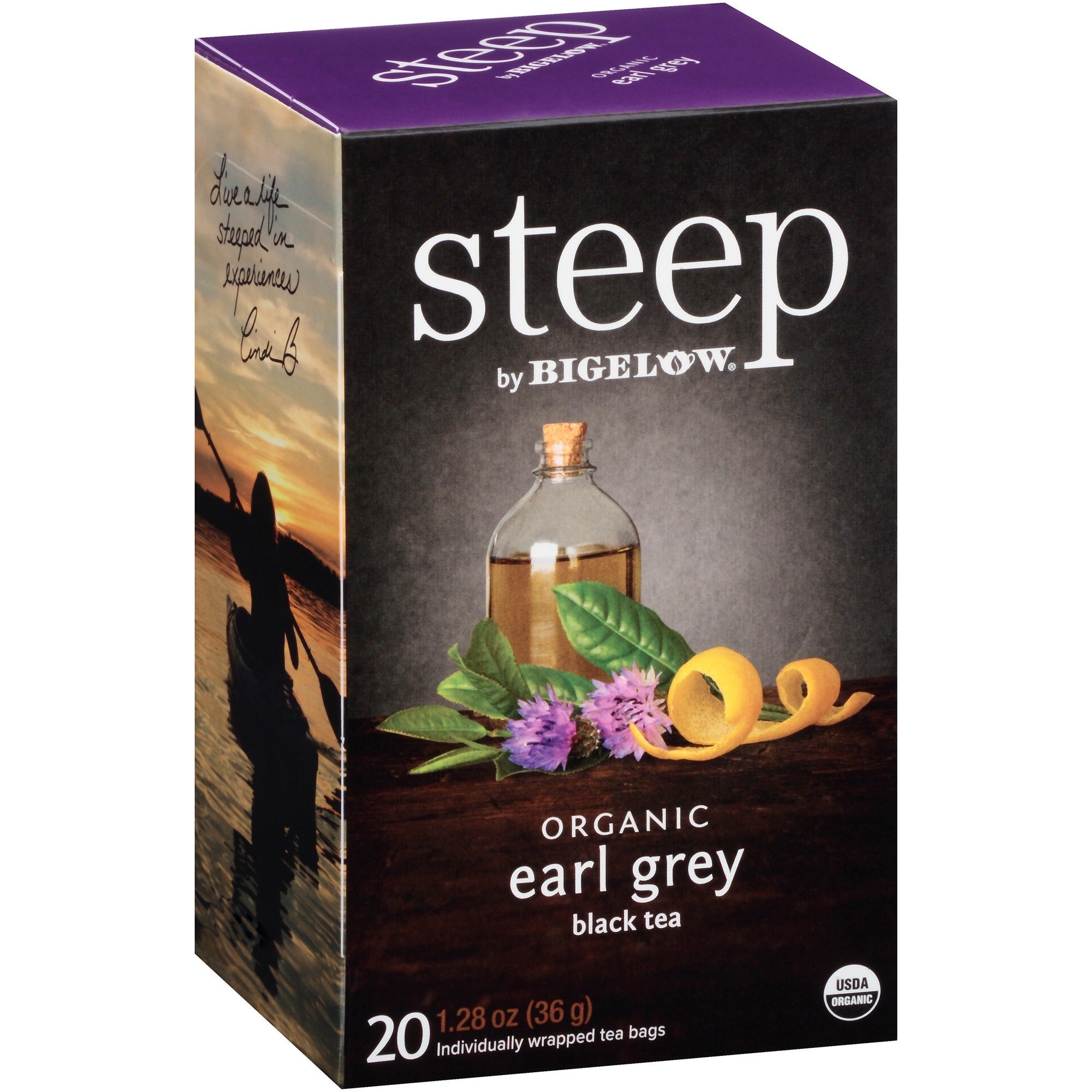 Steep by Bigelow® Organic Earl Grey Black Tea Bag - Black Tea - 1.3 oz - 20 Teabag - GMO Free - Kosher - Organic - 20 / Box