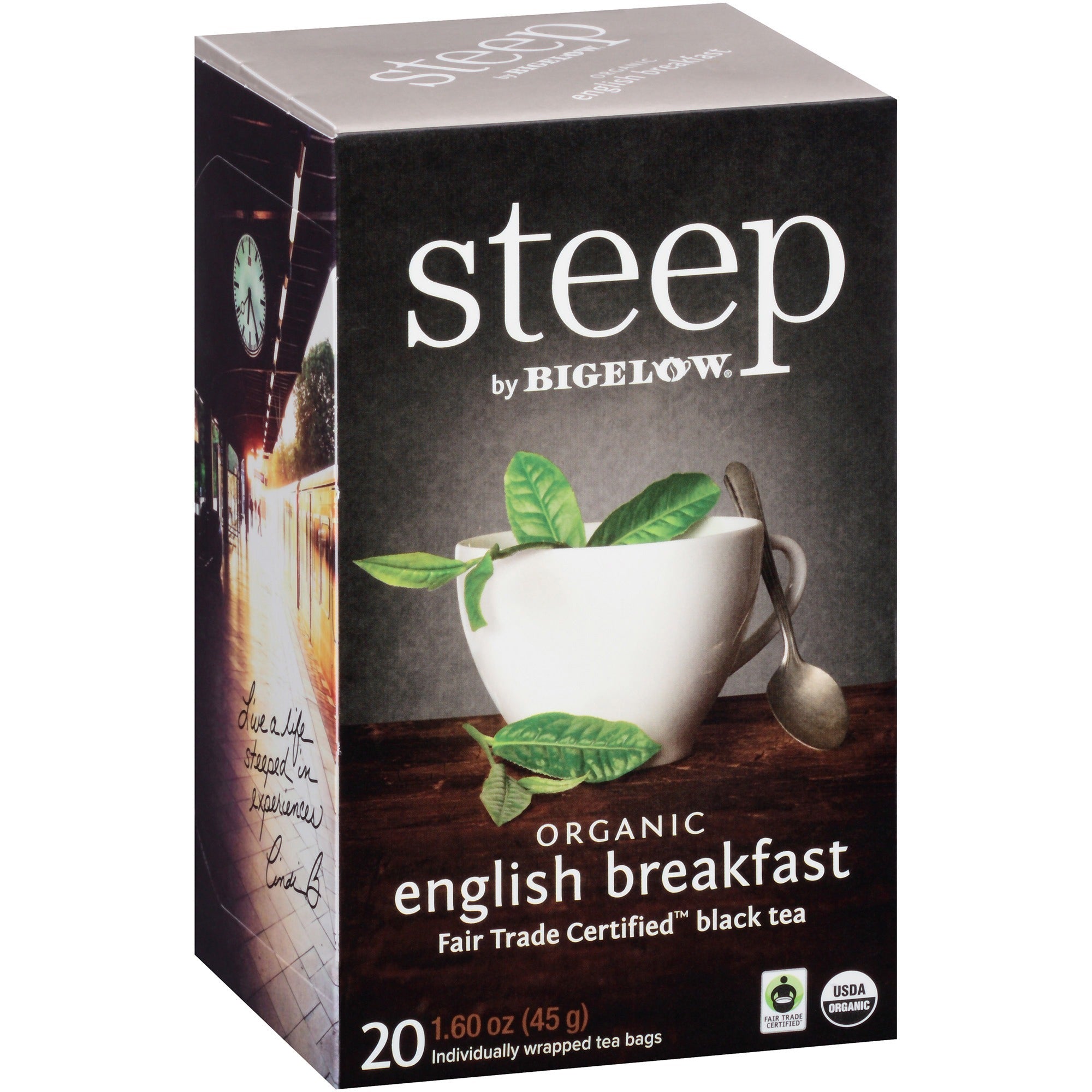 Steep by Bigelow® Organic English Breakfast Black Tea Bag - Black Tea - 1.6 oz - 20 Teabag - GMO Free - Kosher - Organic - 20 / Box