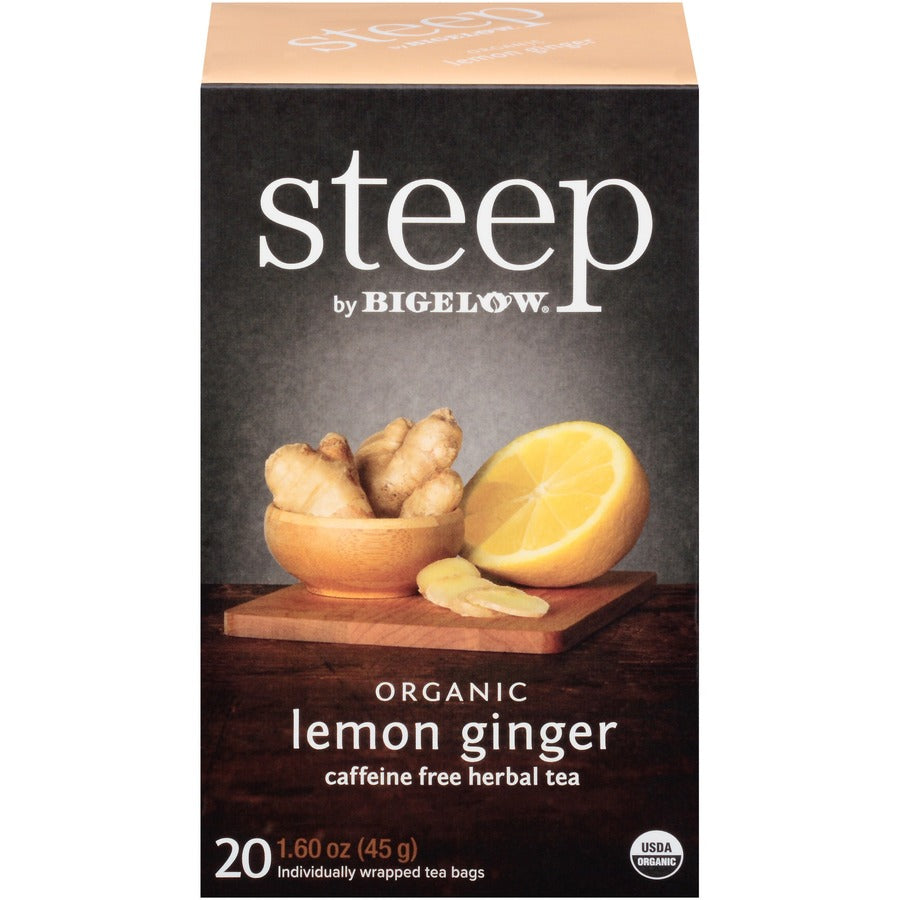 Steep by Bigelow&reg; Lemon Ginger Herbal Tea Bag - Top