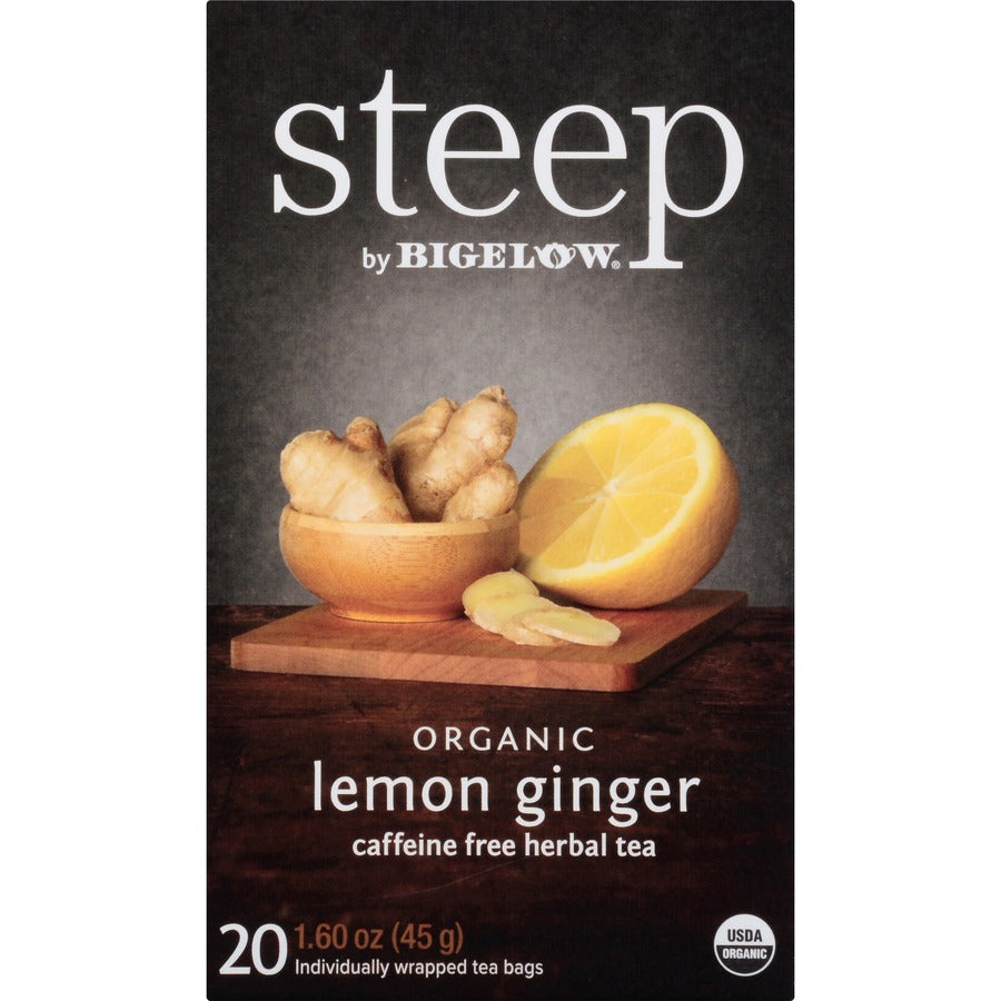 Steep by Bigelow&reg; Lemon Ginger Herbal Tea Bag - Front