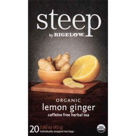 Steep by Bigelow&reg; Lemon Ginger Herbal Tea Bag - Front