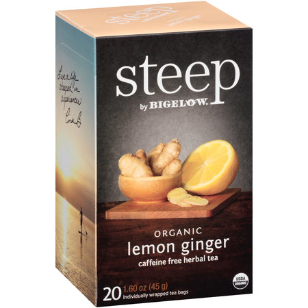 Steep by Bigelow® Lemon Ginger Herbal Tea Bag - Herbal Tea - 1.6 oz - 20 Teabag - GMO Free - Kosher - Organic - 20 / Box