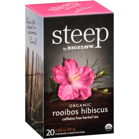 Steep by Bigelow® Rooibos Hibiscus Herbal Tea Bag - Herbal Tea - 1.6 oz - 20 Teabag - GMO Free - Kosher - Organic - 20 / Box