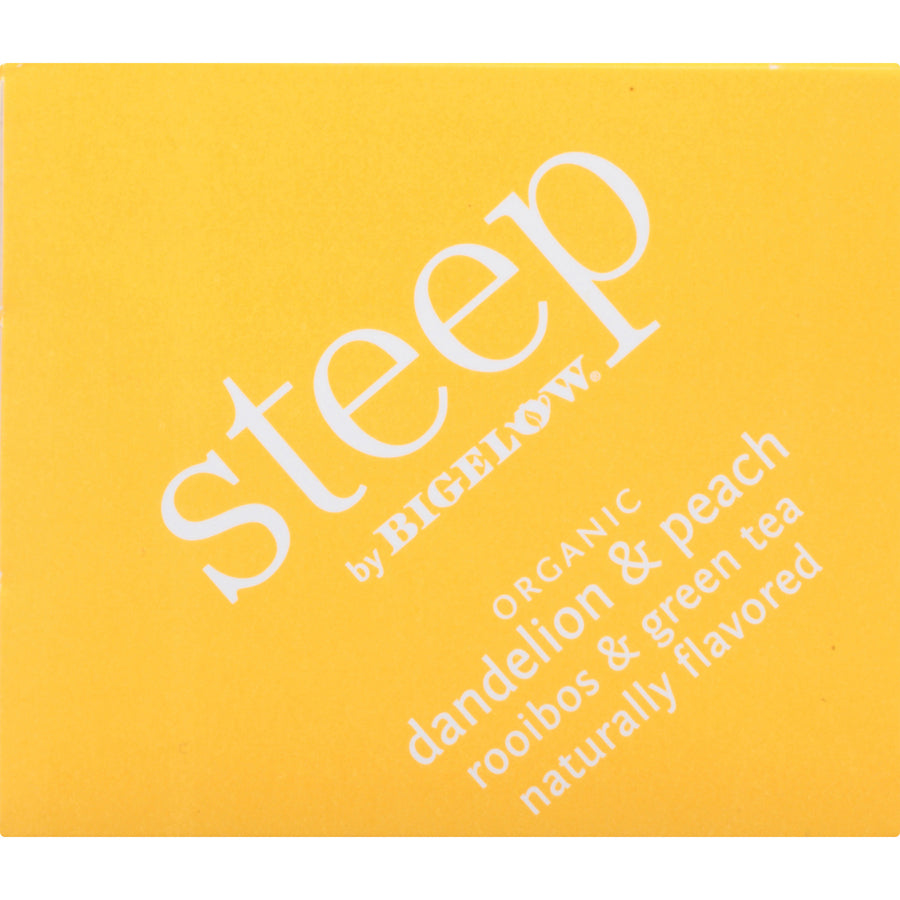 Steep by Bigelow® Organic Dandelion & Peach Rooibos & Green Tea Herbal Tea, Green Tea Bag - Herbal Tea, Green Tea - 1.2 oz - 20 Teabag - GMO Free - Kosher - Organic - 20 / Box