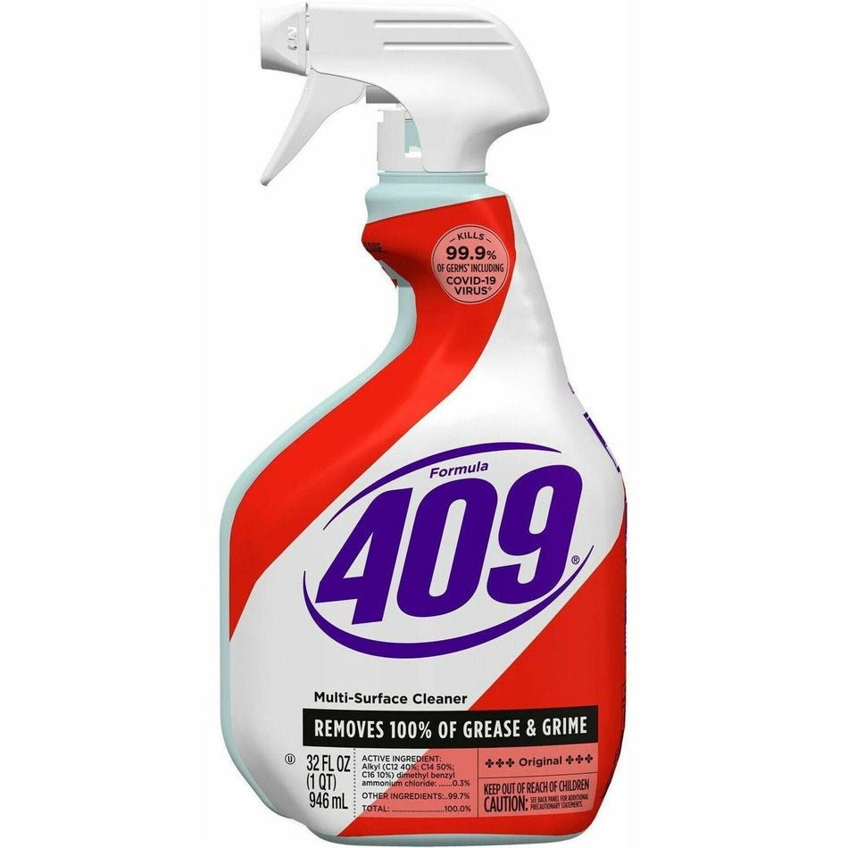 Formula 409 Multi-Surface Cleaner - 32 fl oz (1 quart) - Original Scent - Recommended For: Grease Remover - Anti-bacterial, Deodorize, Disinfectant - White, Red - 1 Each