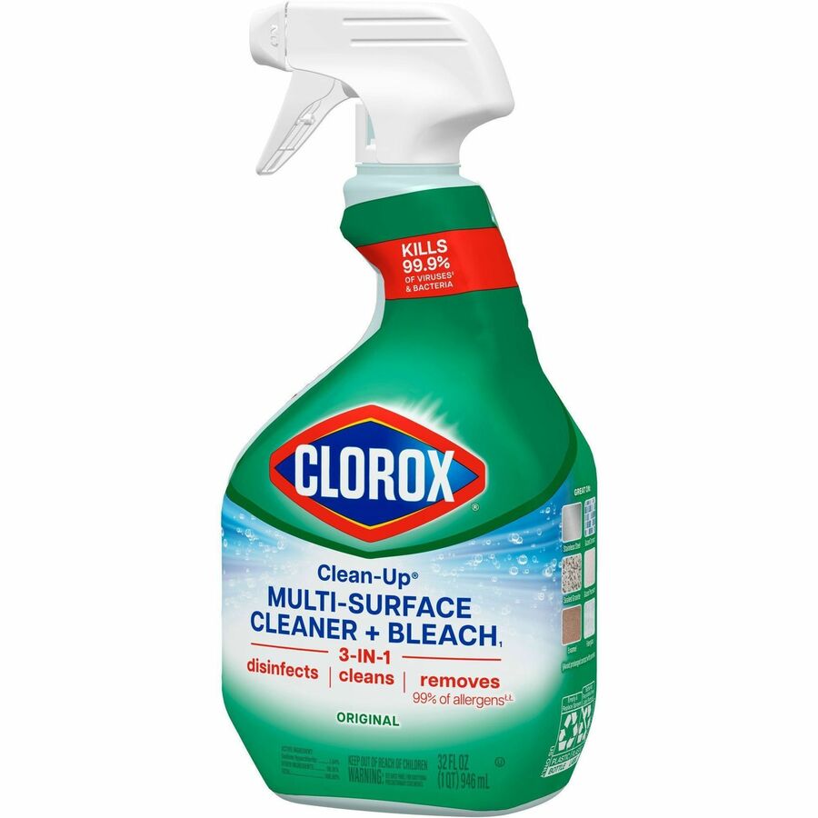 Clorox Clean-Up Multi-Surface Cleaner with Bleach - For Multipurpose - 32 fl oz (1 quart) - Original Scent - Recommended For: Stain Remover - Deodorize, Disinfectant, Easy to Use - Multi Spray Bottle - 1 Each