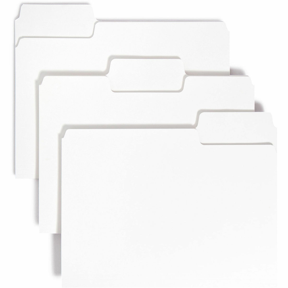 Smead SuperTab 1/3 Tab Cut Letter Recycled Top Tab File Folder - 8 1/2" x 11" - 3/4" Expansion - Assorted Tab Position - 11 pt. - White - 10% Recycled - 100 / Box