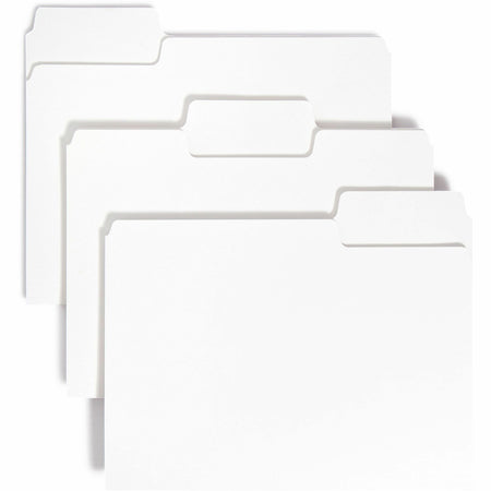 Smead SuperTab 1/3 Tab Cut Letter Recycled Top Tab File Folder - 8 1/2" x 11" - 3/4" Expansion - Assorted Tab Position - 11 pt. - White - 10% Recycled - 100 / Box