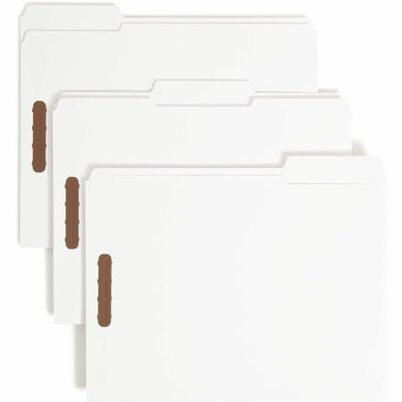 Smead 1/3 Tab Cut Letter Recycled Fastener Folder - 8 1/2" x 11" - 3/4" Expansion - 2 x Prong K Style Fastener(s) - 2" Fastener Capacity - Assorted Tab Position - 11 pt. - White - 10% Recycled - 50 / Box