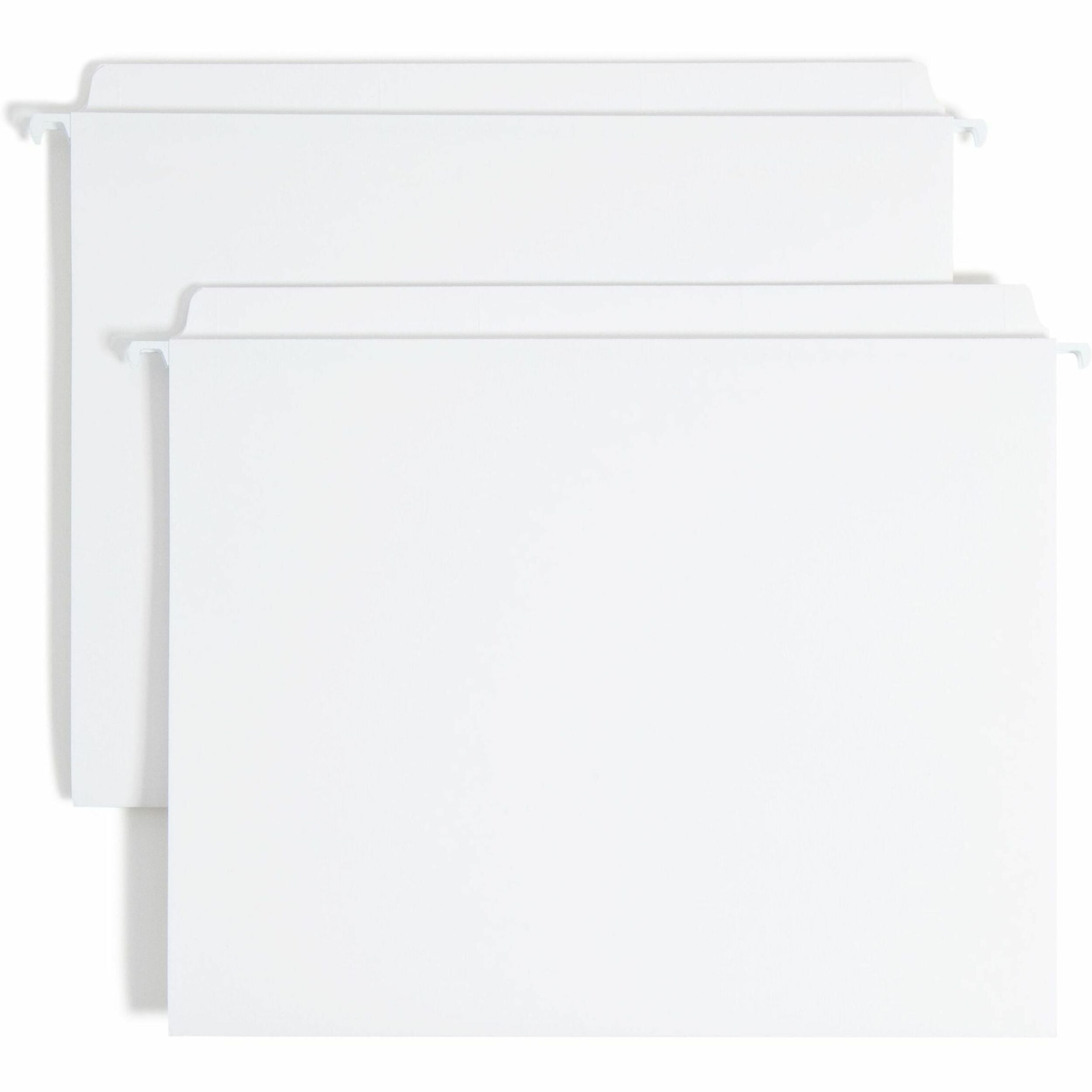 Smead FasTab Straight Tab Cut Letter Recycled Hanging Folder - 8 1/2" x 11" - Assorted Tab Position - 11 pt. - White - 10% Recycled - 20 / Box