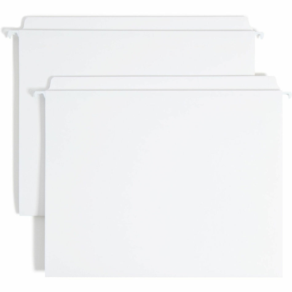Smead FasTab Straight Tab Cut Letter Recycled Hanging Folder - 8 1/2" x 11" - Assorted Tab Position - 11 pt. - White - 10% Recycled - 20 / Box