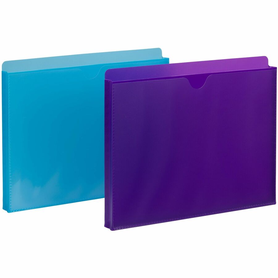 Smead Straight Tab Cut Letter File Jacket - 8 1/2" x 11" - 1" Expansion - Purple, Teal - 2 / Pack