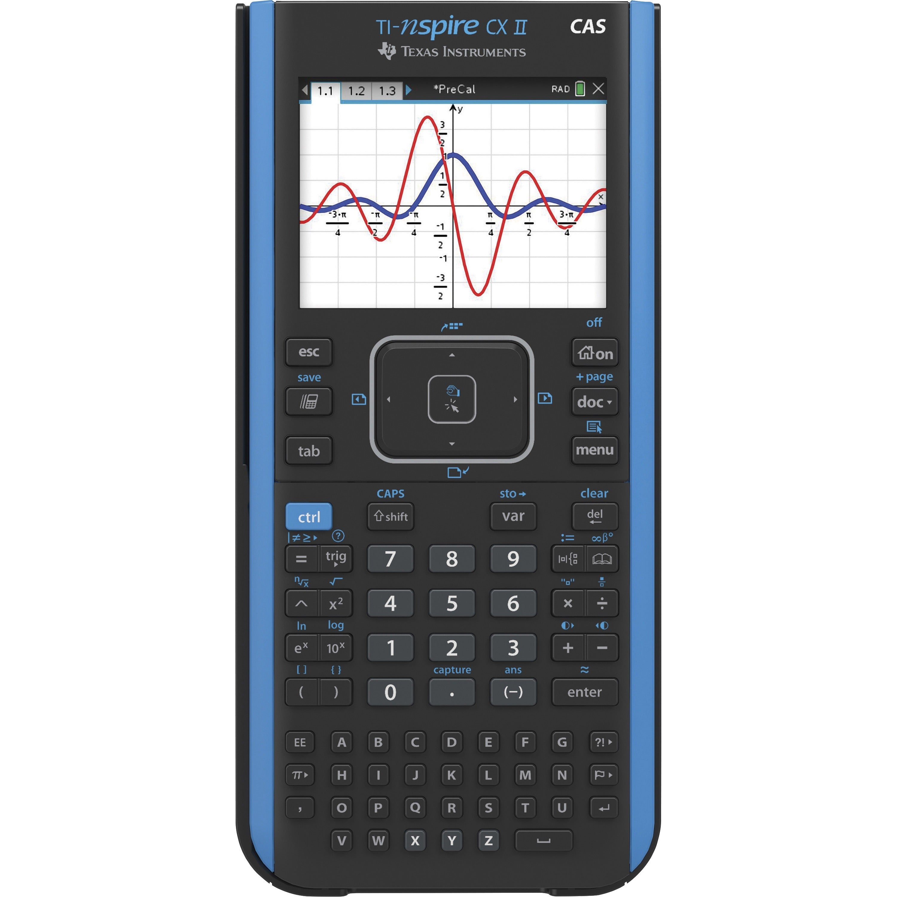 Texas Instruments Nspire CX II CAS Graphing Calculator - Rechargeable, Computer Algebra System (CAS) - Battery Powered - 2" Height x 7.2" Width x 11.8" Length - Gray - 1 Each