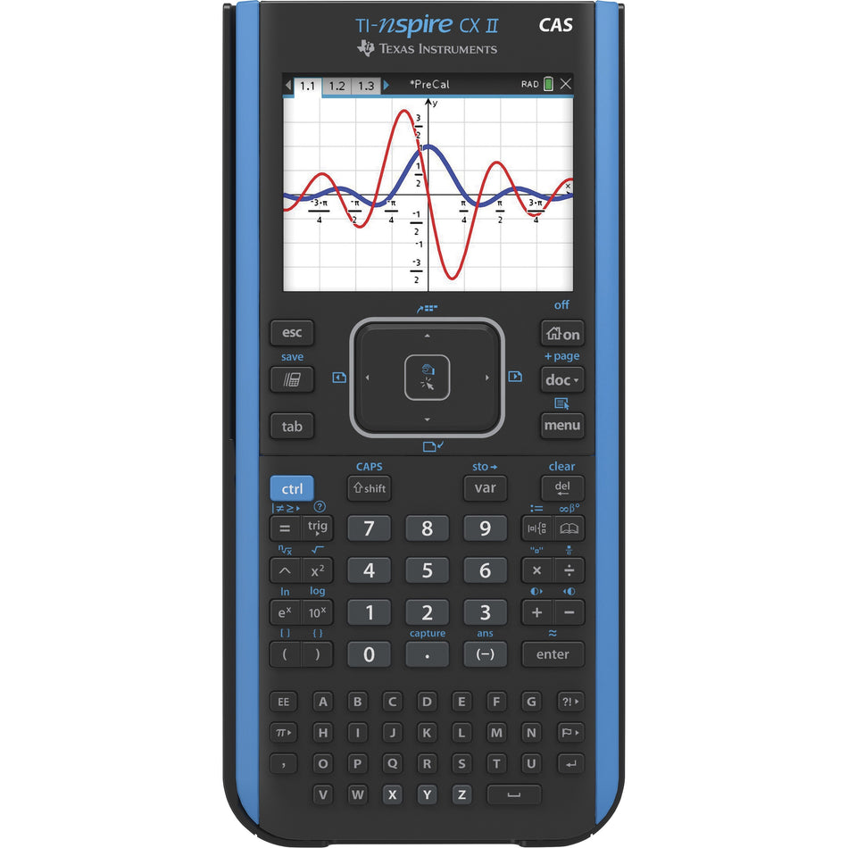 Texas Instruments Nspire CX II CAS Graphing Calculator - Rechargeable, Computer Algebra System (CAS) - Battery Powered - 2" Height x 7.2" Width x 11.8" Length - Gray - 1 Each