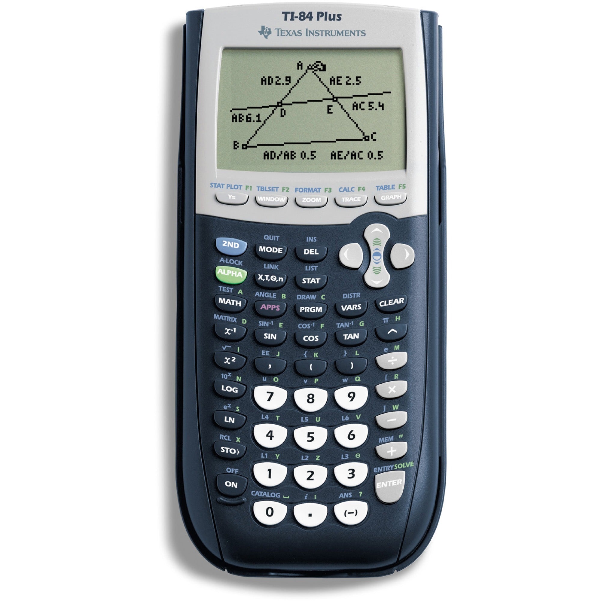 Texas Instruments TI-84 Plus Graphing Calculator - Clock, Date, Battery Backup - 24 KB, 480 KB - RAM, Flash - 8 Line(s) - 16 Digits - Battery Powered - 4 x AAA - 0.9" Height x 3.3" Width x 7.5" Depth - Black - 1 Each
