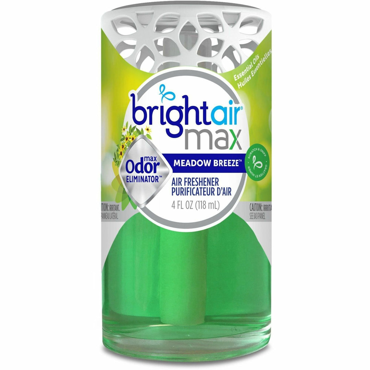 Bright Air Max Odor Eliminator - Gel - 4 fl oz (0.1 quart) - Meadow Breeze - Phthalate-free, BHT Free, Odor Neutralizer, Paraben-free, Formaldehyde-free, NPE-free, Triclosan-free - 1 Each