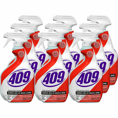Formula 409 Multi-Surface Cleaner - 32 fl oz (1 quart) - Original Scent - Recommended For: Grease Remover - Anti-bacterial, Deodorize, Disinfectant - White, Red Spray Bottle - 9 / Carton