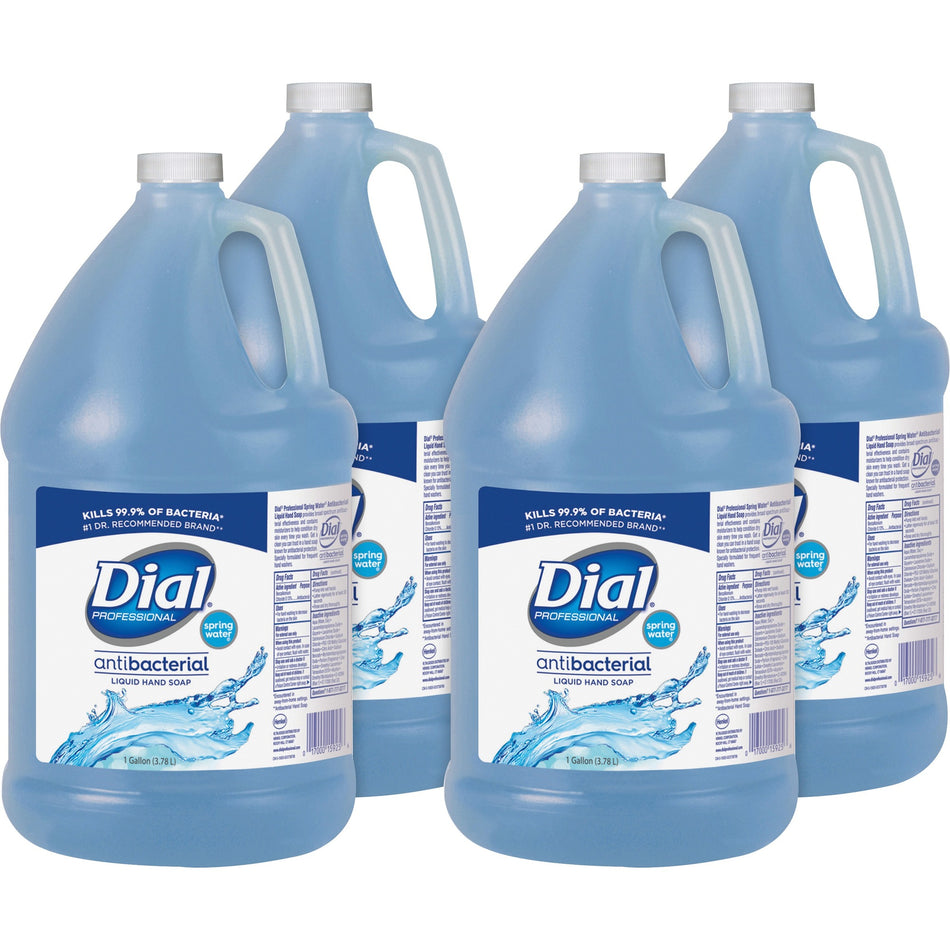 Dial Spring Water Scent Liquid Hand Soap - Spring Water Scent - 1 gal - Kill Germs - Hand - Moisturizing - Blue - 4 / Carton
