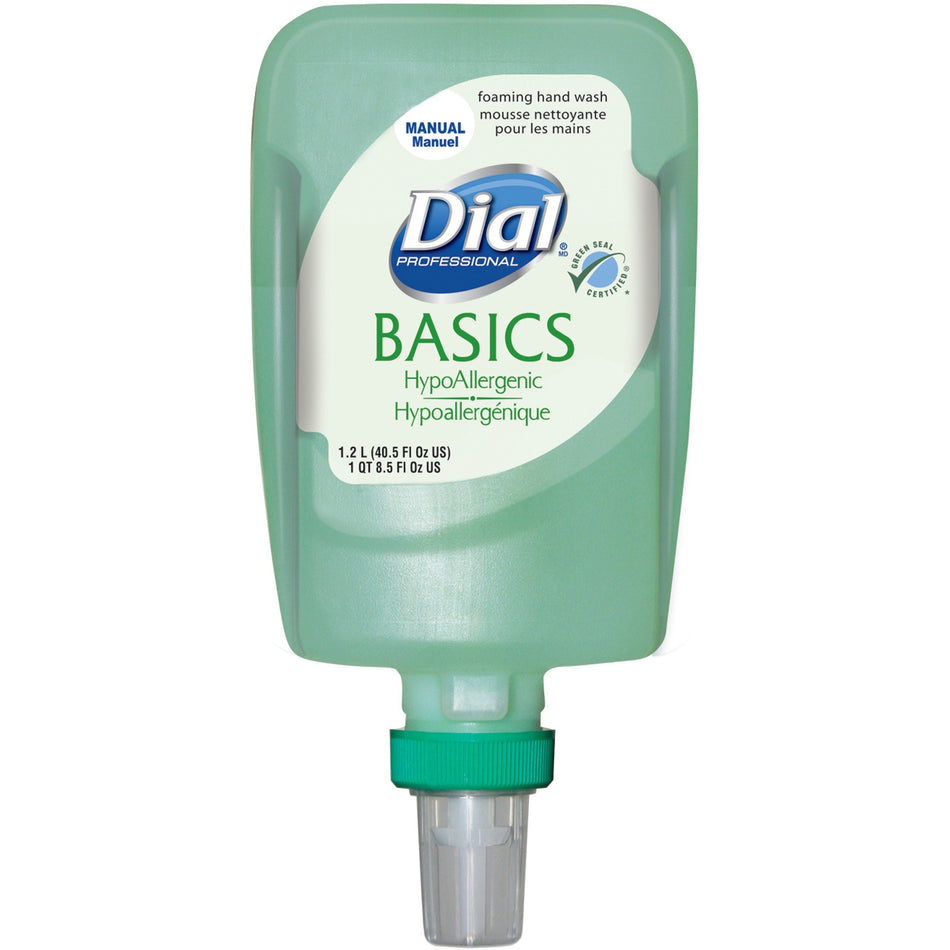 Dial FIT Manual Refill Basics Foam Hand Wash - 1.27 quart - Pump Bottle Dispenser - Kill Germs - Hand - Moisturizing - Green - 3 / Carton