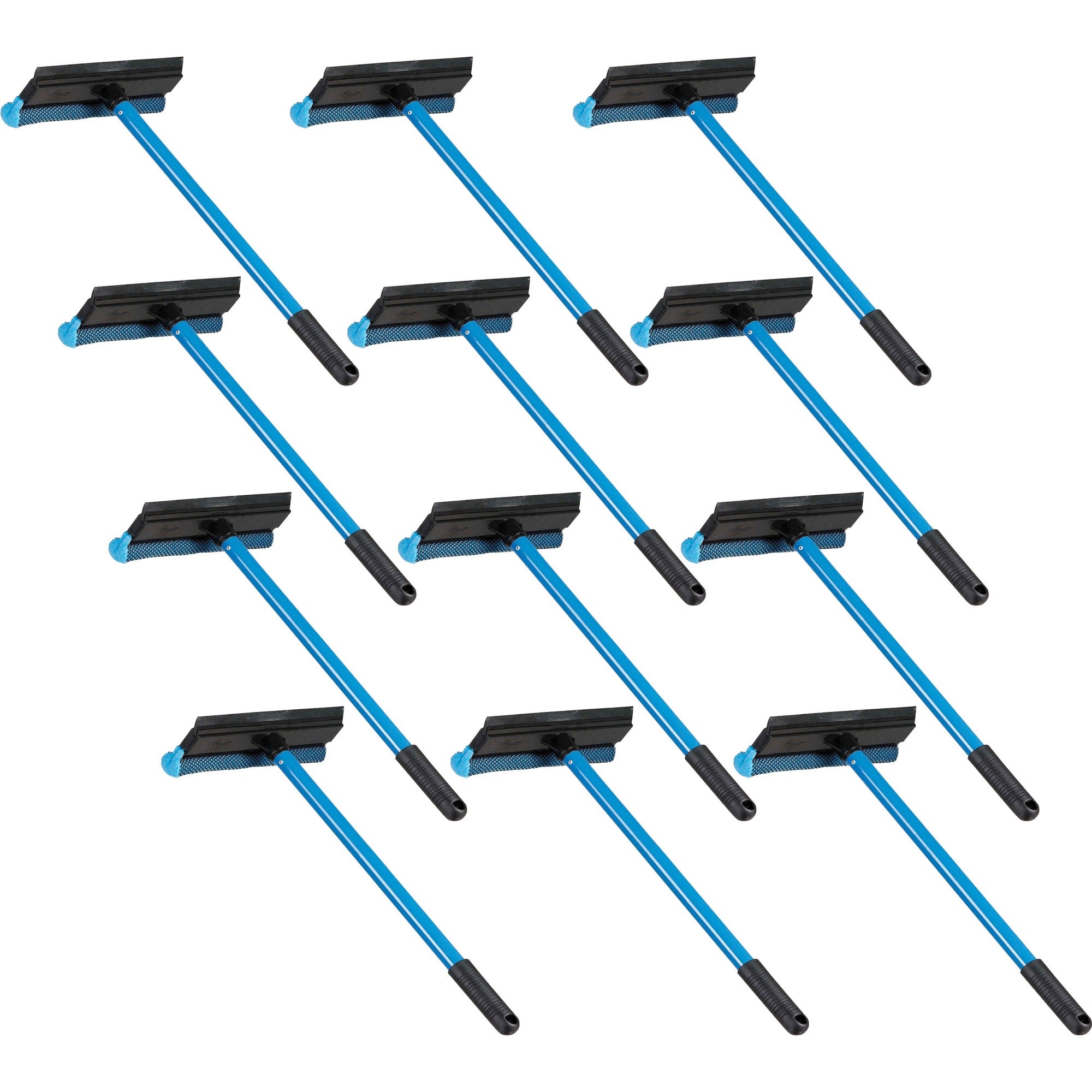 Ettore Auto Squeegee Scrubber - 8" Rubber Blade - 16" Aluminum Handle - Durable, Streak-free, Lightweight - Blue - 12 / Carton