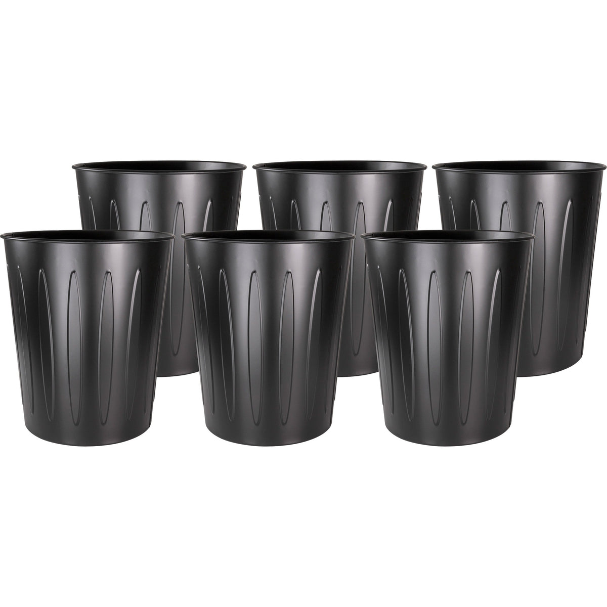 Genuine Joe Fire-Safe Trash Can: 6 gal Capacity Sturdy Metal Steel Black - Carton - Waste Containers & Lids