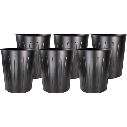 Genuine Joe Fire-Safe Trash Can: 6 gal Capacity Sturdy Metal Steel Black - Carton - Waste Containers & Lids