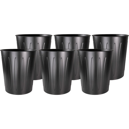 Genuine Joe Fire-Safe Trash Can: 6 gal Capacity Sturdy Metal Steel Black - Carton - Waste Containers & Lids