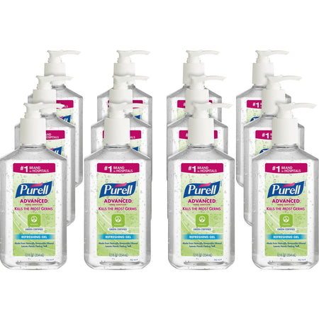 PURELL® Hand Sanitizer Gel - Fragrance-free Scent - 12 fl oz - Pump Bottle Dispenser - Kill Germs - Clear - 12 / Carton
