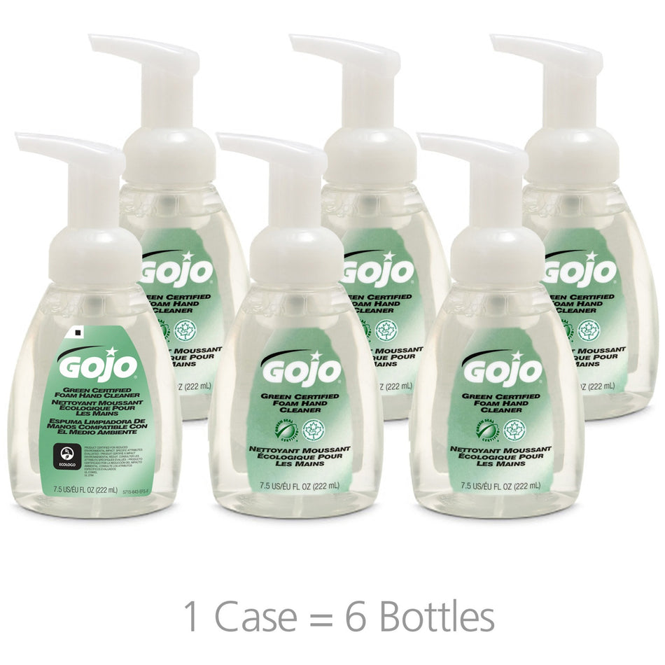 Gojo® Green Certified Foam Hand Cleaner - 7.50 fl oz - Push Pump Dispenser - Hand - Clear - Bio-based - 6 / Carton