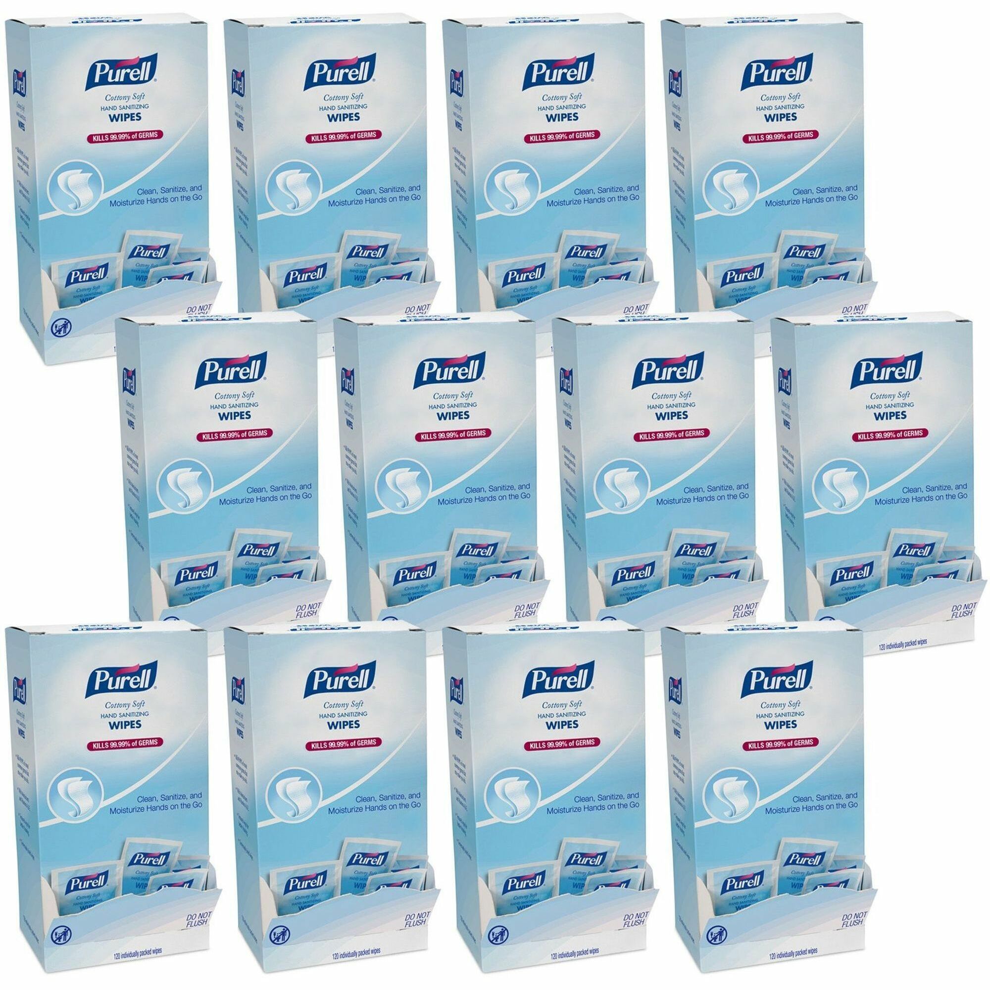 PURELL® Cottony Soft Sanitizing Wipes - 5" Width x 7" Length - White - 120/Box - 12 / Carton